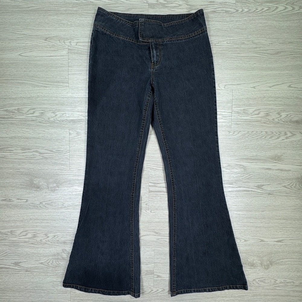 Bisou Bisou Michele Bohbot Womens Jeans Flare Leg Dark Wash Blue Size 10 Stretch